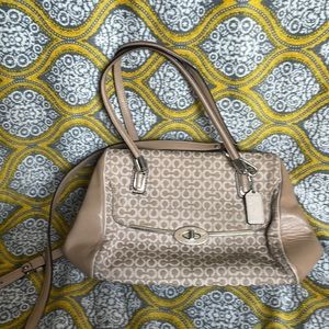 Coach cream satchel with silver hardware